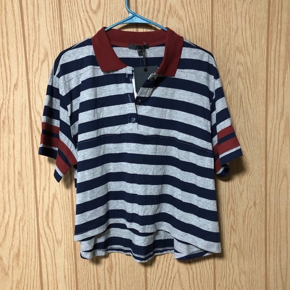 Rules Of Etiquette Womens Boxy Striped Polo Shirt